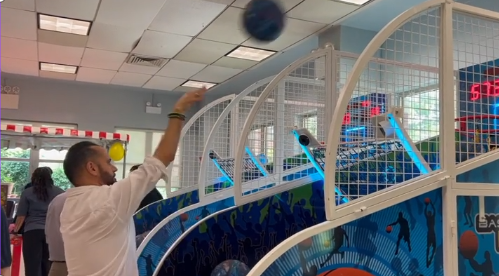 Senator Jose Serrano playing hoops